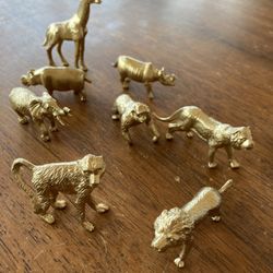 Collection of gold animals on safari 
