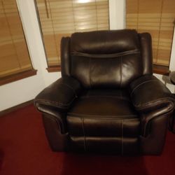 Brown Leather Sofa & Recliner