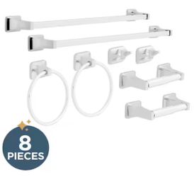 Franklin Brass Futura 8-Piece Bath Hardware Set with (2) 24 in. Towel Bars, (2) Towel Rings (2) TPHs (2) Towel Hooks in Polished Chrome @E7-19