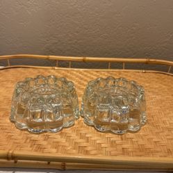 Vintage 1970's Princess House® Reversible 3-Way Ribbed Crystal Candle Holders - Set of Two