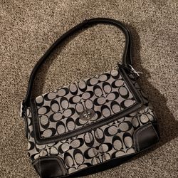 Black And Gray Coach Handbag 
