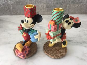 Disney Mickey Minnie Mouse Candle Holders Collectable