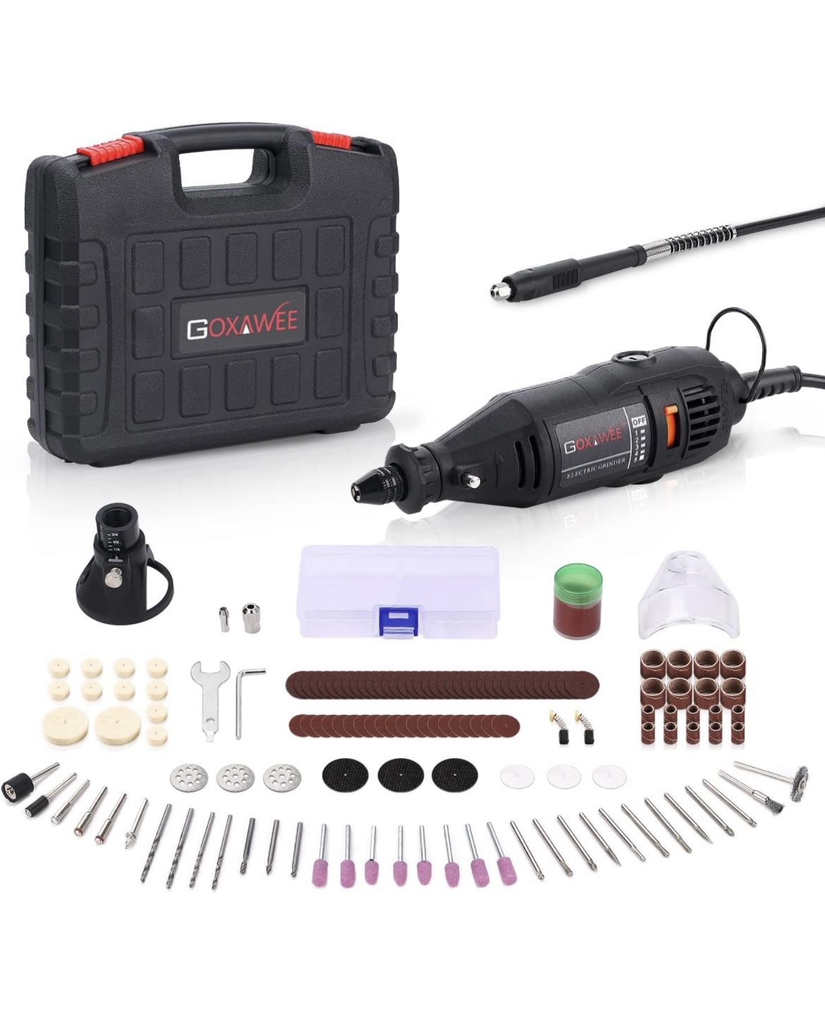 Rotary Tool Kit with MultiPro Keyless Chuck and Flex Shaft -140pcs Accessories Variable Speed Electric Drill Set for Handmade Crafting Projects and DI