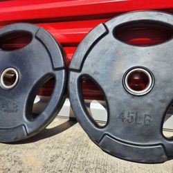 45lb WEIGHT PLATES - 45 lbs rubber pro grip urethane weight pair home gym 45s