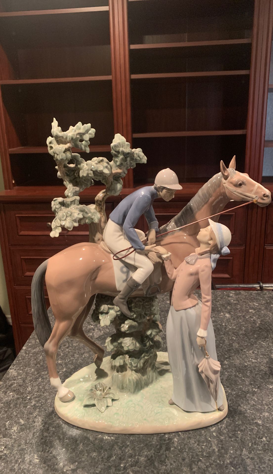 Lladro Figurine 17.5" JOCKE AND LADY LASS HORSE RIDER COUPLE 5036