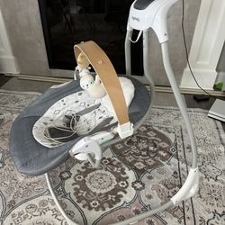 Ingenuity SimpleComfort Compact Soothing Swing, Rotating Bar, Rotating Seat, 6 Speeds, for Ages 0-9