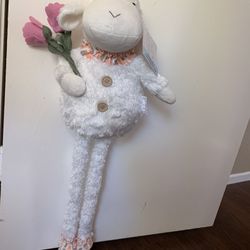 Love You Mom Lamb /w bouquet Door Greeter Mother's Day Adjust Short To Long Legs