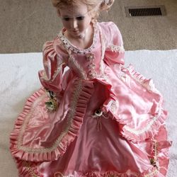 NIB Carnegie Porcelain Doll Pink Dress