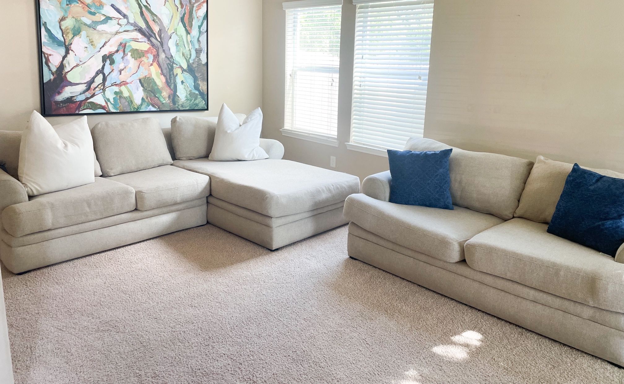 Cream Color Sectional And Sofa