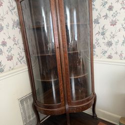 Heart Shaped  Wood Antique China Cabinet 
