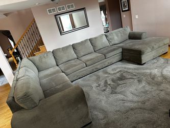 Large Gray Microfiber U-Shaped Sectional Sofa