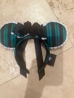 Disney Parks 2025 Haunted Mansion Ghost Host Green & Black Ears Headband