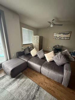 Dark grey modular L-shaped sofa