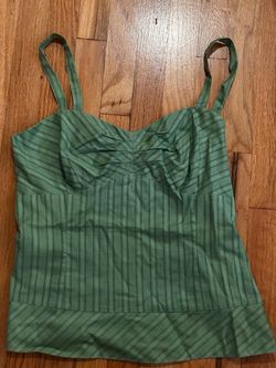 Green Striped Spaghetti Strap Cami Top
