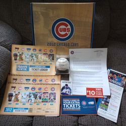 Chicago Cubs 2012 Ticket Holder Box, Signed Ball, Ledger, Ticket Stubs, & More