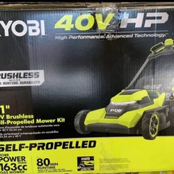 Ryobi 40v HP Brushless 21in Cordless Battery Walk Behind Self Propelled Lawnmower With 6.0