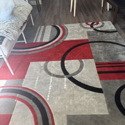 Red, Black, Gray Rug 