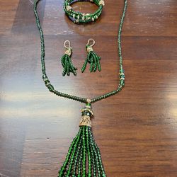 Vintage Costume Jewelry Lot Green Topaz