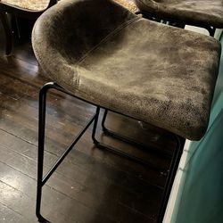 Vegan Leather Bar Stools (2)