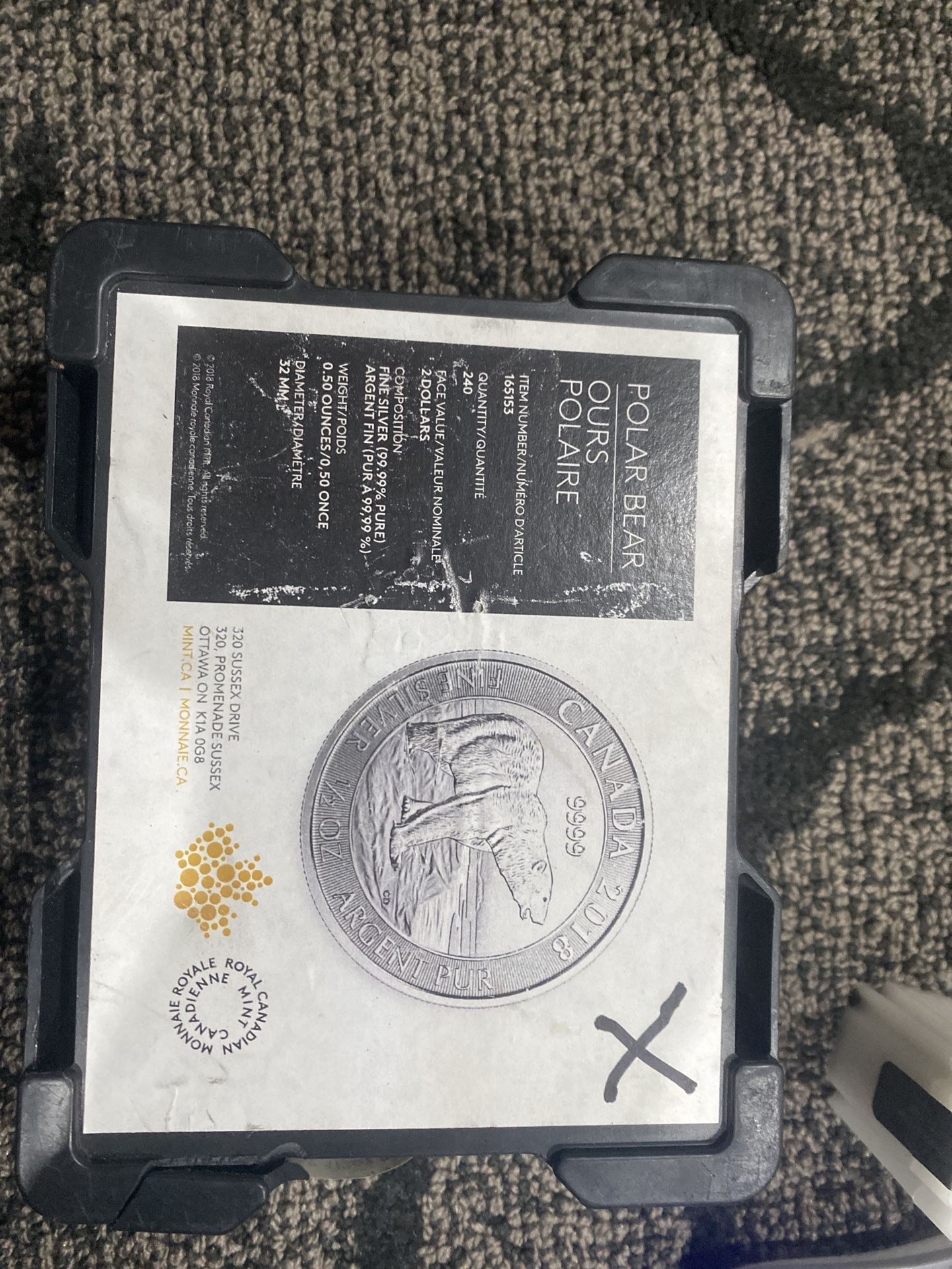 2018 Canadian Polar Bear .9999 Silver — 10 oz Mint Roll (20 Coins)