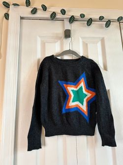 Mini Boden charcoal gray sweater with star, size 3-4 years