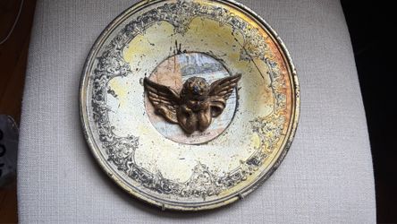 10" Mixed-Media Ornate Cherub Angel Decorative Wall Plate