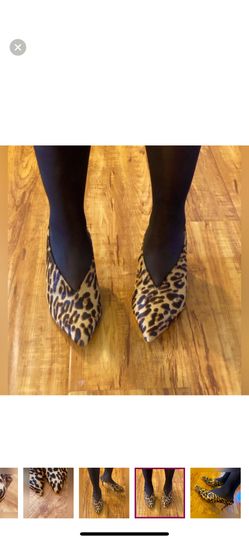 Express Leopard Print Kitten Heel Mules Women Size 5