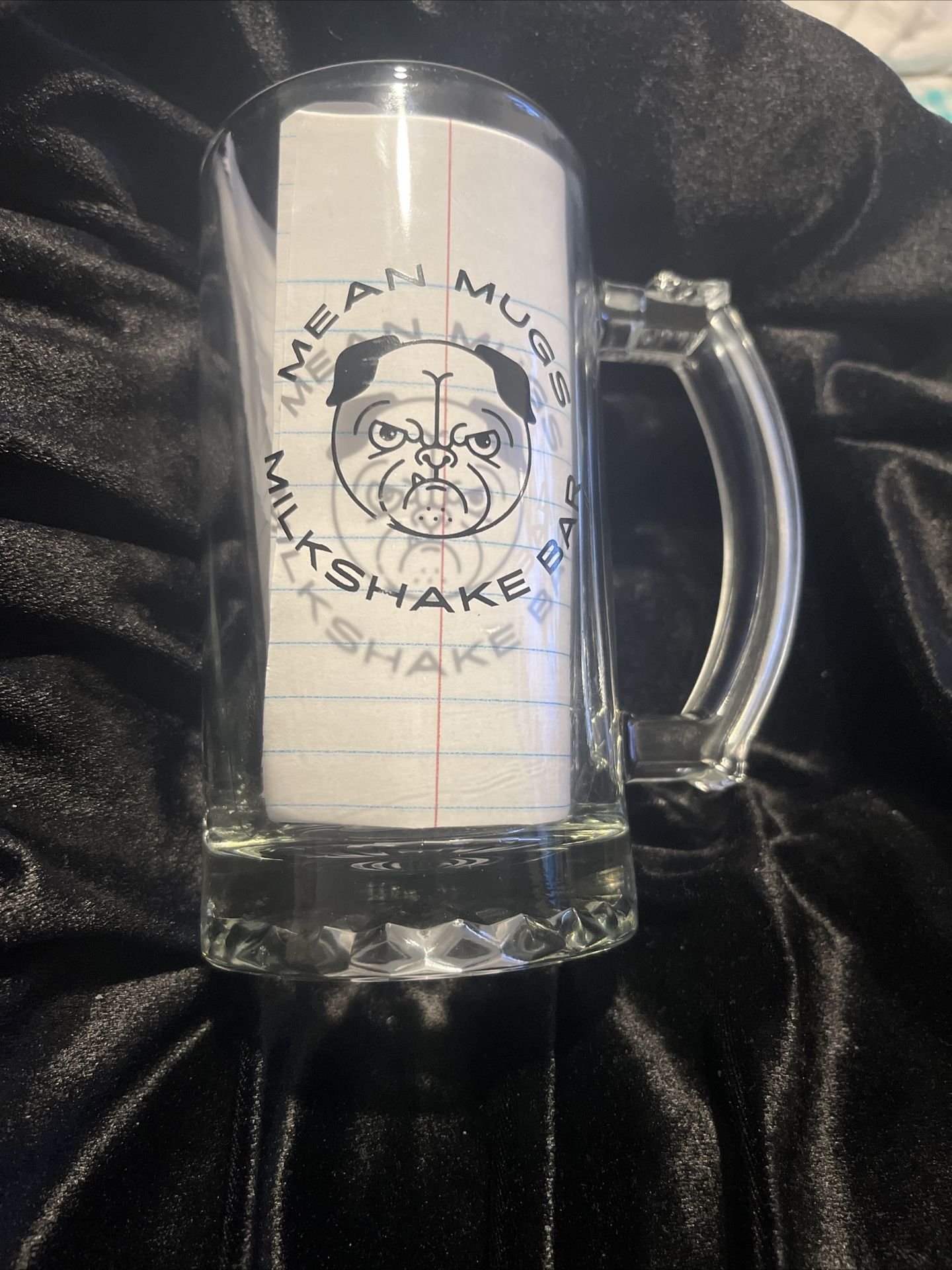 Mean Mugs Milkshake Bar Clear Glass Heavy 6” Mug