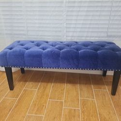 Blue Velvet Accent Bench