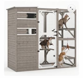 Large Outdoor Walk-in Catio Enclosure with Multi Platforms & Sleeping Condos-CAT17