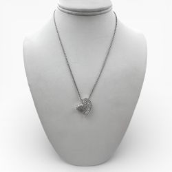 14k White Gold Heart Pendant with 65 Diamonds and 16" Necklace.