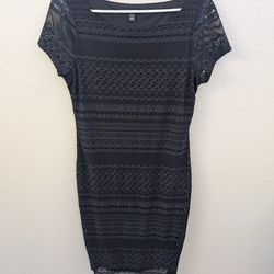 Banana Republic Navy Blue Knit Lace Short Sleeve Dress Size Medium