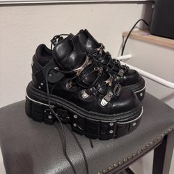 Black Platform Rave Goth Shoes Boots