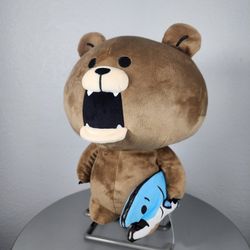 14" Smore Bear Brown Standing Holding Fish Plush