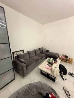 Grey velvet sectional