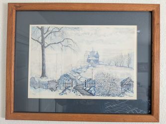 Assorted framed art.