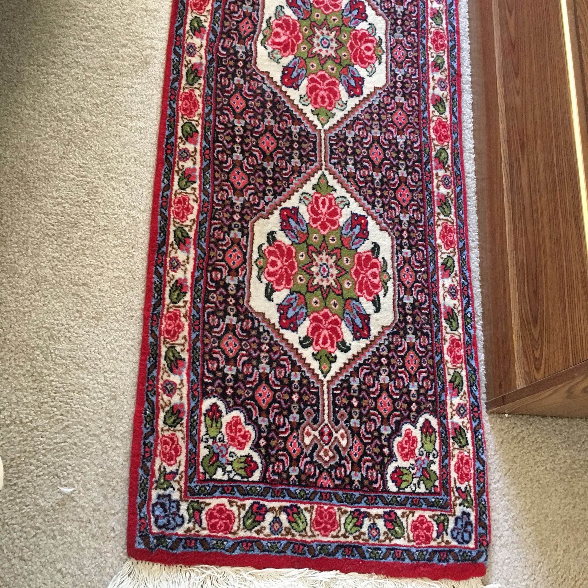 Like new Persian hand woven wool runner rug 10x2