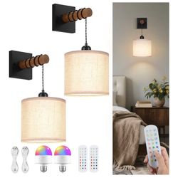 NookNova Battery Operated Wall Sconces Set of 2, 8000mAh Rechargeable Sconce RGB 15 Colors Dimmable Wall Sconce Wireless Battery Powered Sconces Decor