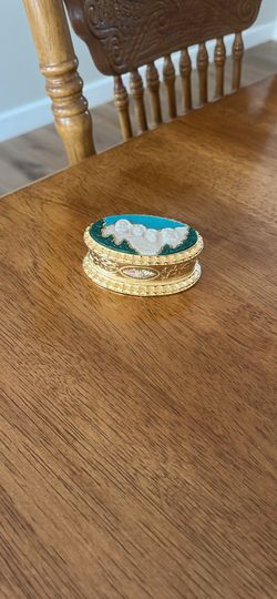 Black Hills Gold Mount Rushmore Oval Trinket Jewelry Box RARE Inlaid Gemstones Collectibles No. 1
