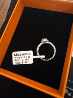 Moissanite Halo Engagement Ring 0.5ct Size 8
