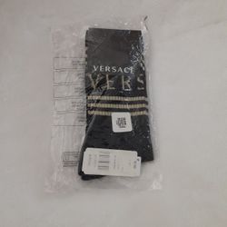 VERSACE SIZE M BLACK & GOLD SOCKS 
