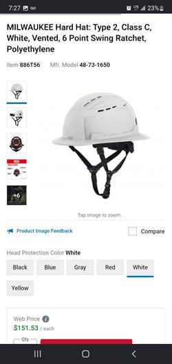 Milwaukee bolt ⚡ White Vented Hard Hat Safety Helmet