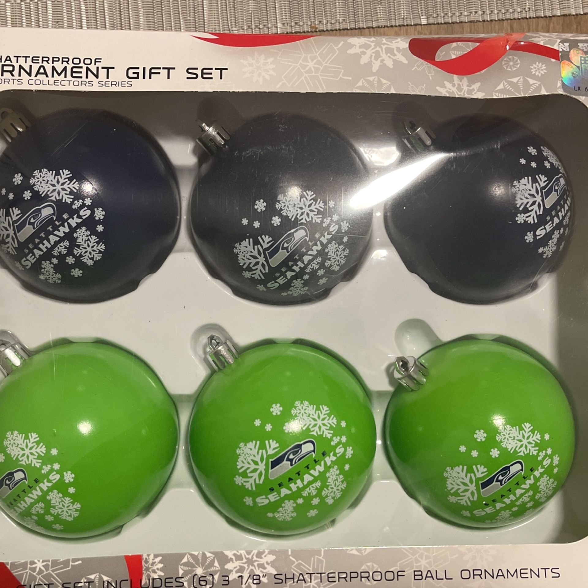 NFL Seahawks Shatterproof Ornament Set Of 6 Ball Ornaments