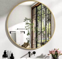 New Gold Metal Frame 36 Inch Round Mirror Gold Circle Mirror Metal Frame