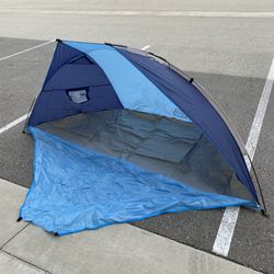Blue Medium Beach Tent Sun Shelter for 2-3 Person Summer Vacation | Easy Setup Outdoors Canopy Cabana with Carry Bag Travel Family Weekend Holiday