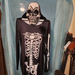 Female Scary Sexy Dress Skeleton Costume 