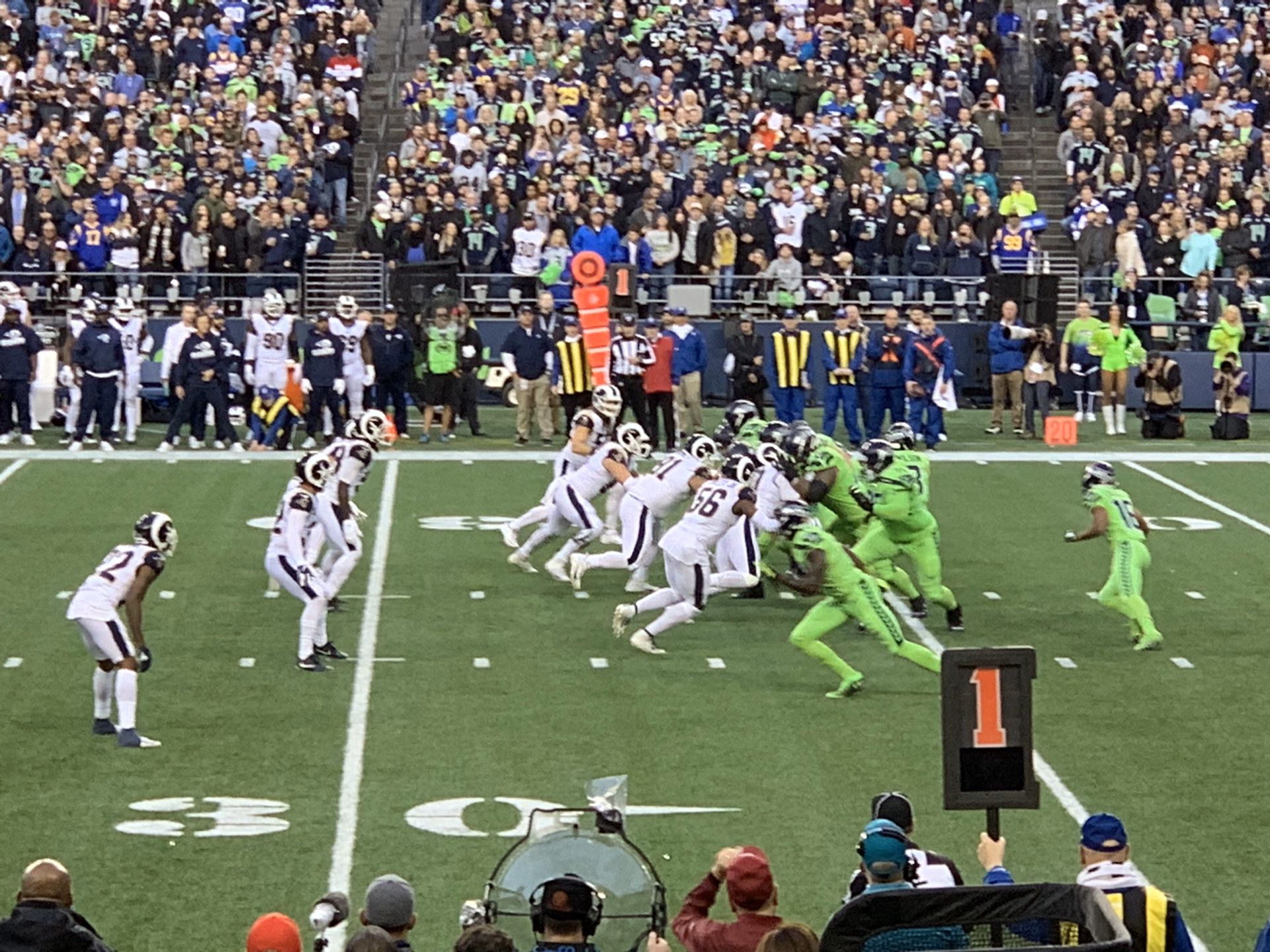 Seahawks -Ravens -October 20th at Centuryink -1:30 h Section 133- Row J seats 18-19. One of them is an end seat. :0 yard line Seahawks side 11 rows f