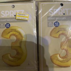 Ballon’s Number 3  (2Available)  - Gold Ballon’s  - $1 Each