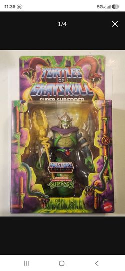 MASTERS OF THE UNIVERSE/TEENAGE MUTANT NINJA TURTLES.  TURTLES OF GRAYSKULL REPTILE WARS. SUPER SHREDDER (KING HISS) 7 " DELUXE ACTION FIGURE.