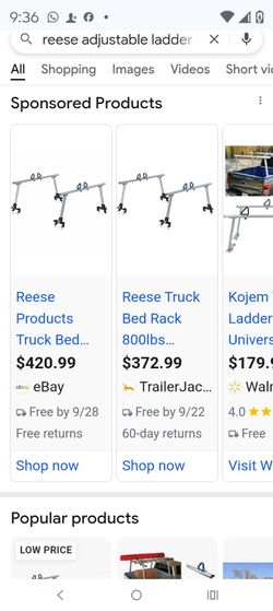 Reese ladder racks for pickup truck adjustable aluminum holds 800lbs